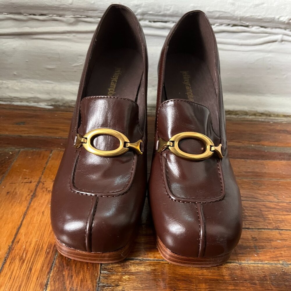 Jeffrey Campbell Brown Leather Platform Loafers